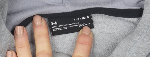 Under Armour Boys Grey Pullover Hoodie 13-14 Years Fleece ColdGear