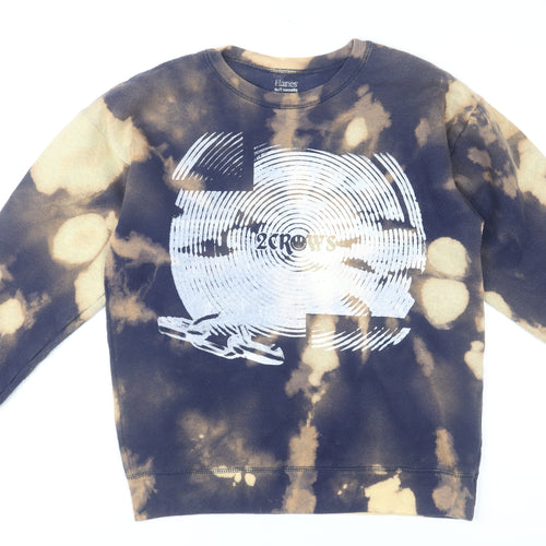 Hanes Women’s Beige & Black Tie Dye Pullover Sweatshirt XL Graphic Print