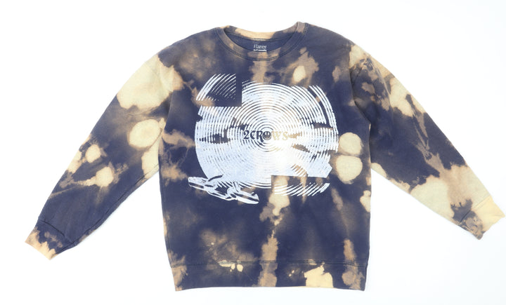 Hanes Women’s Beige & Black Tie Dye Pullover Sweatshirt XL Graphic Print