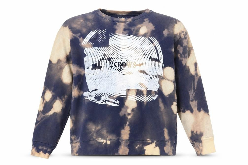 Hanes Women’s Beige & Black Tie Dye Pullover Sweatshirt XL Graphic Print