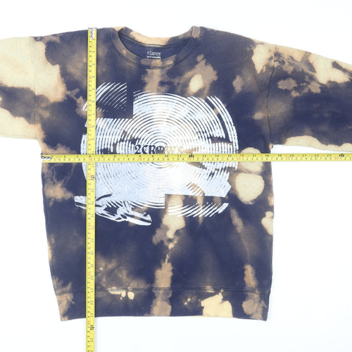 Hanes Women’s Beige & Black Tie Dye Pullover Sweatshirt XL Graphic Print