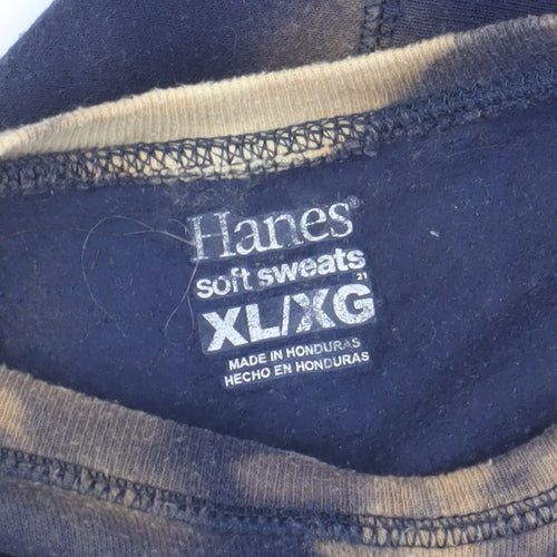 Hanes Women’s Beige & Black Tie Dye Pullover Sweatshirt XL Graphic Print