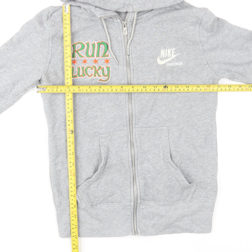 Nike Men's Grey Full Zip Hooded Sports Jacket Size S