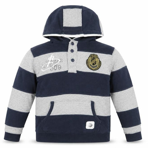 Zara Boys Blue Striped Henley Hoodie 9-10 Years Cotton Casual Top