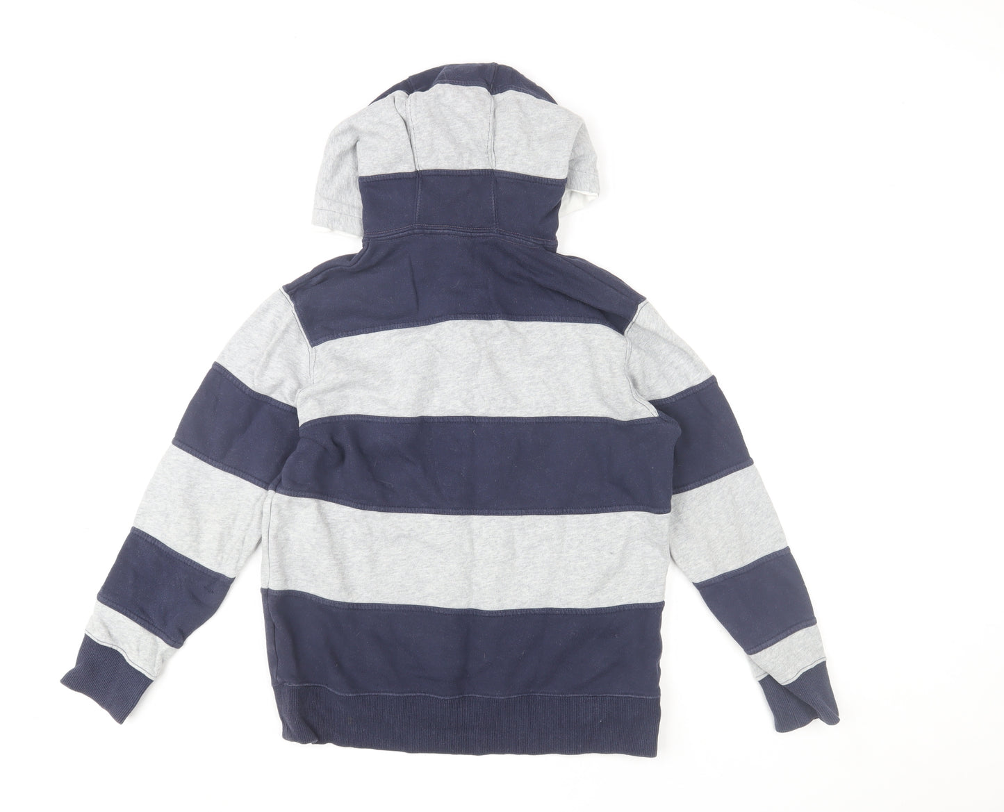 Zara Boys Blue Striped Henley Hoodie 9-10 Years Cotton Casual Top