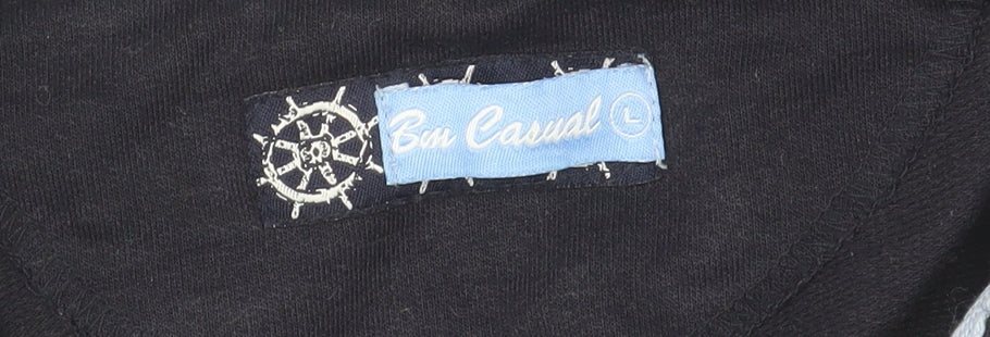 Bon Casual Men's Black Full Zip Track Jacket Size L Polyester Cotton