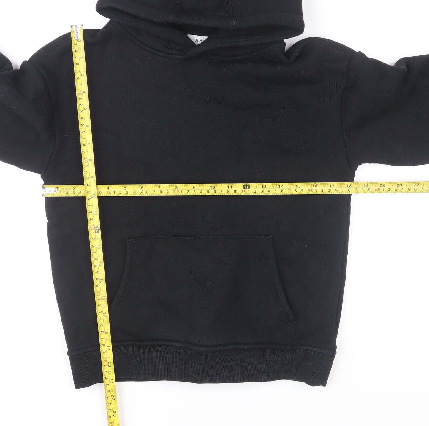 ARNE Men's Black Pullover Hoodie XS Fleece Cotton Blend