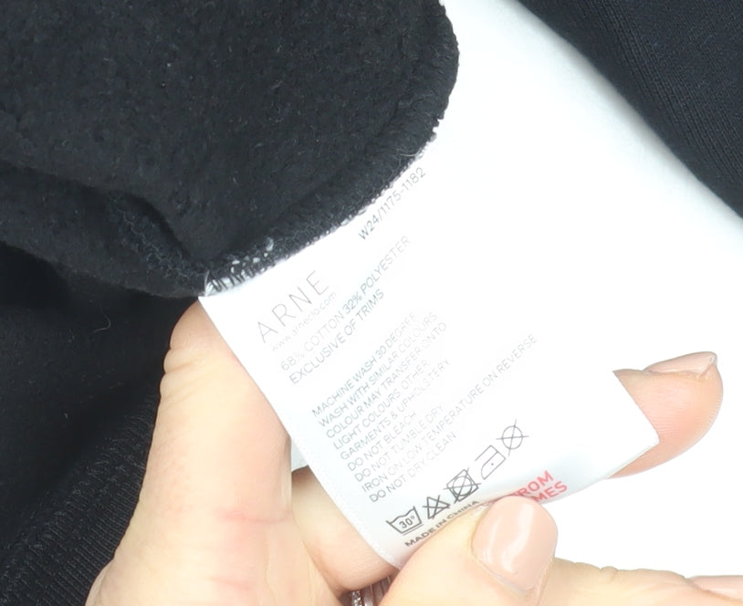 ARNE Men's Black Pullover Hoodie XS Fleece Cotton Blend