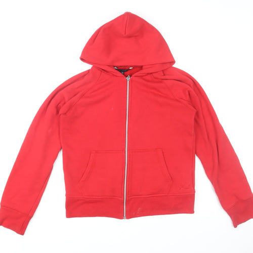 French Connection Men's Red Hooded Full Zip Basic Jacket M