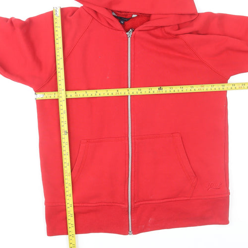 French Connection Men's Red Hooded Full Zip Basic Jacket M