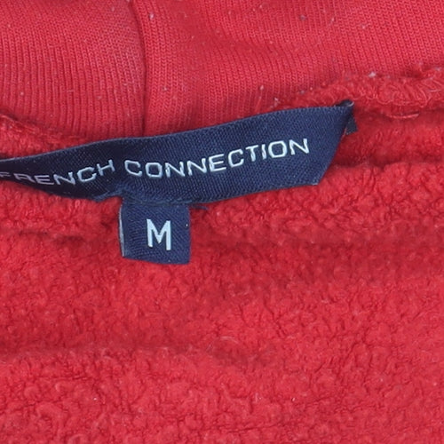 French Connection Men's Red Hooded Full Zip Basic Jacket M