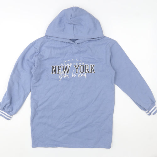 Candy Couture Girls Blue Pullover Hoodie 10 Years Graphic Print