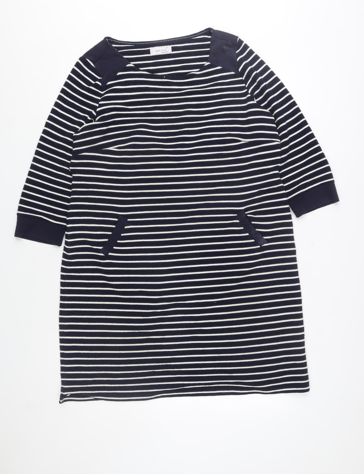 Marks and Spencer Women Blue Striped Shift Dress Size 14