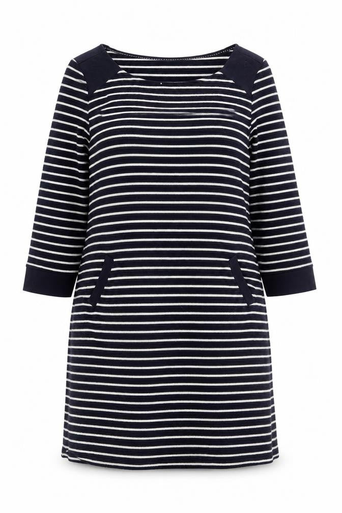 Front view of Marks & Spencer Women Blue Striped Shift Dress, size 14