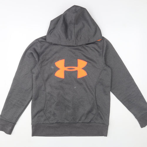 Under Armour Mens Grey Pullover Hoodie M ColdGear Logo Sportswear