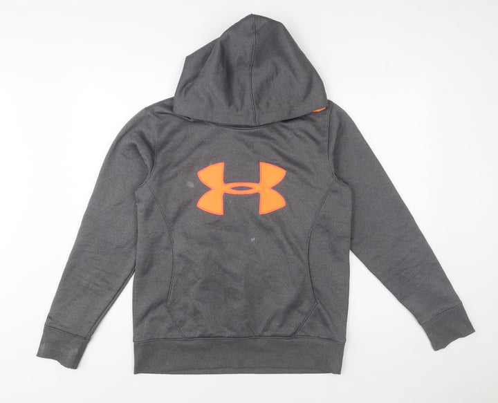 Under Armour Mens Grey Pullover Hoodie M ColdGear Logo Sportswear