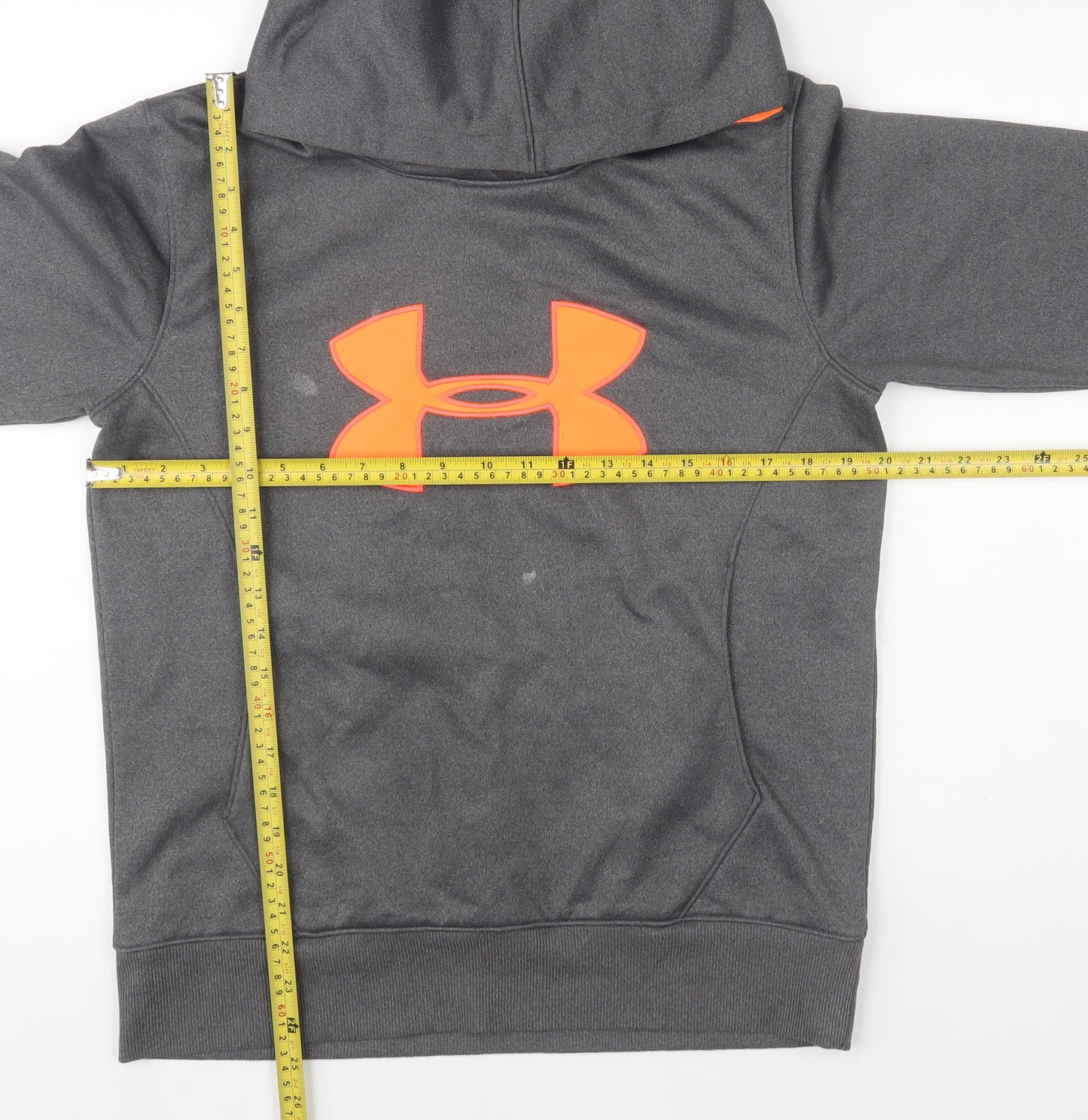 Under Armour Mens Grey Pullover Hoodie M ColdGear Logo Sportswear