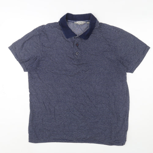 Mountain Warehouse Men's Blue Striped Polo Shirt Size L Quick Dry
