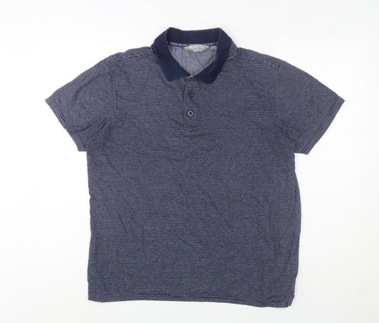 Mountain Warehouse Men's Blue Striped Polo Shirt Size L Quick Dry