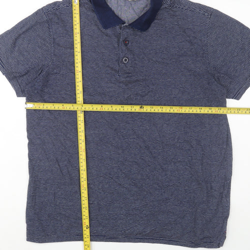 Mountain Warehouse Men's Blue Striped Polo Shirt Size L Quick Dry