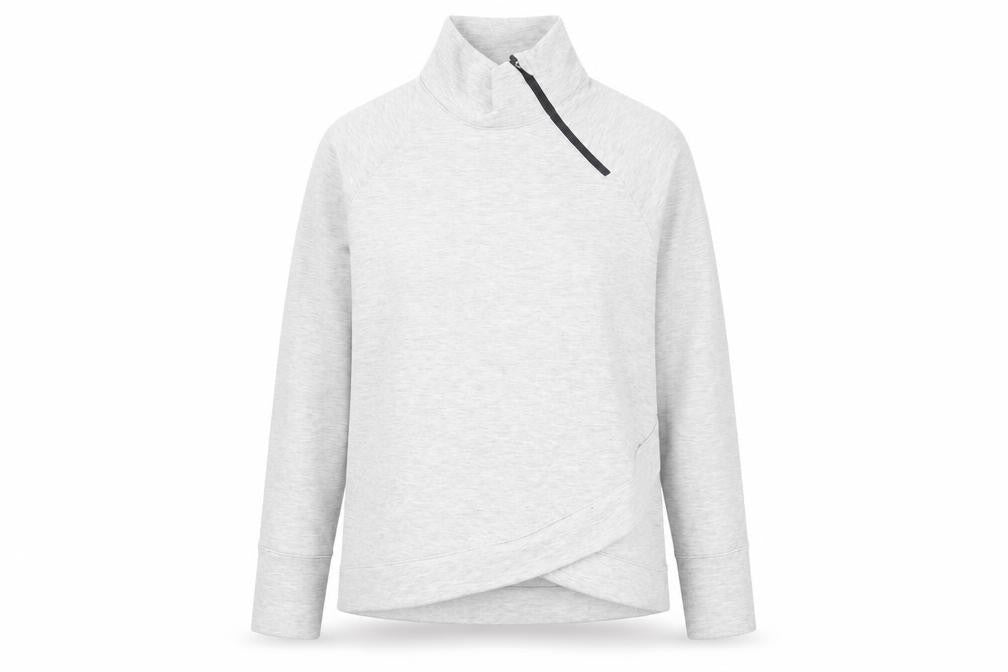 Front view of Aurique Women’s Grey 1/4 Zip Pullover Sweatshirt, size L