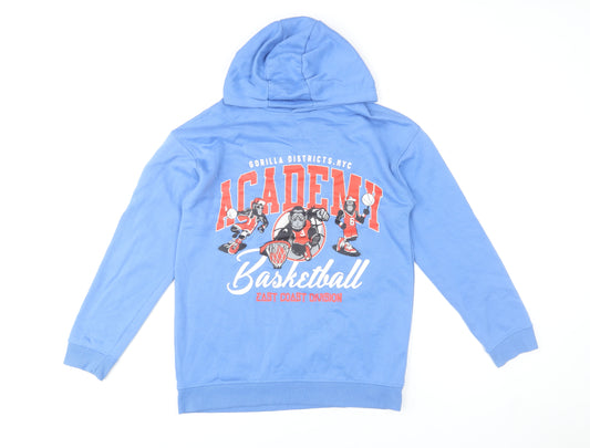 Primark Boys Blue Basketball Print Pullover Hoodie 13-14 Years 164cm
