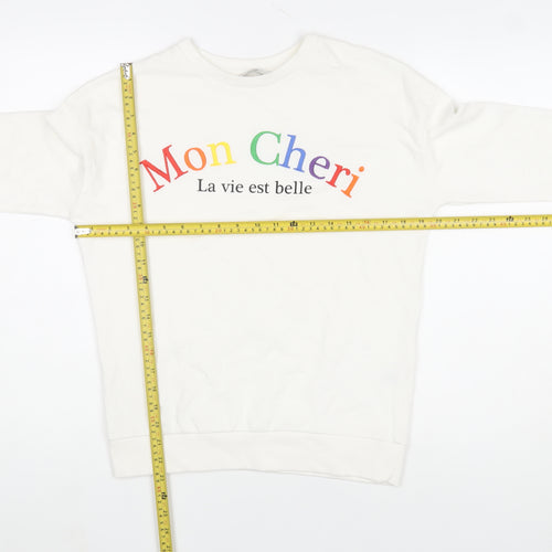 George Women White Mon Cheri Rainbow Print Pullover Sweatshirt Size M