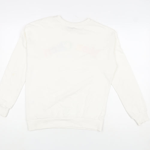 George Women White Mon Cheri Rainbow Print Pullover Sweatshirt Size M