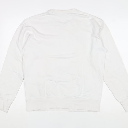 Uniqlo Men White Graphic Art Sweatshirt S Pullover Crew Neck MFA Boston