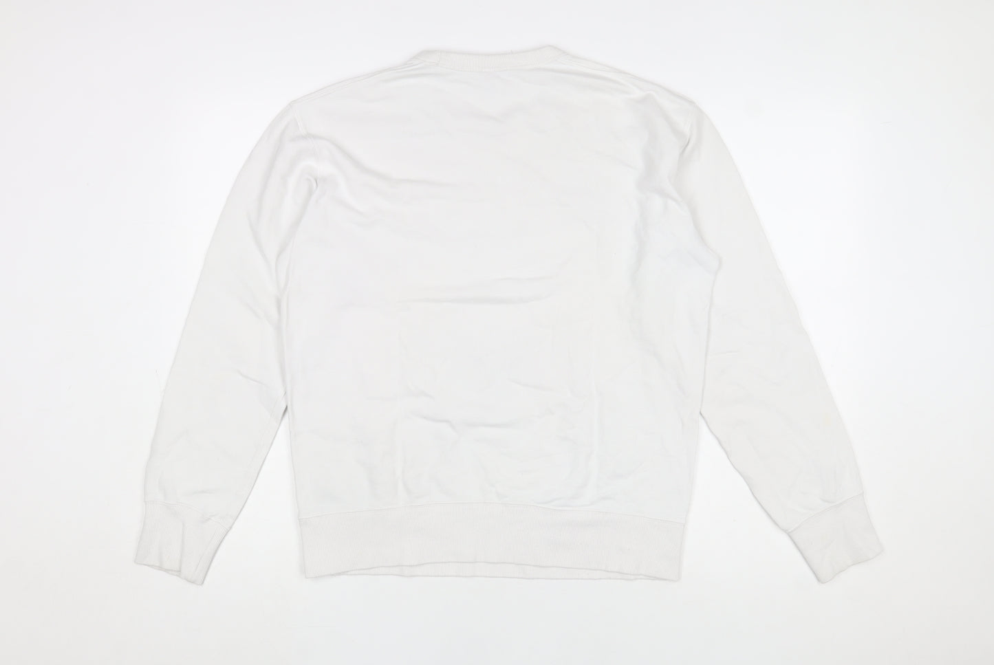 Uniqlo Men White Graphic Art Sweatshirt S Pullover Crew Neck MFA Boston