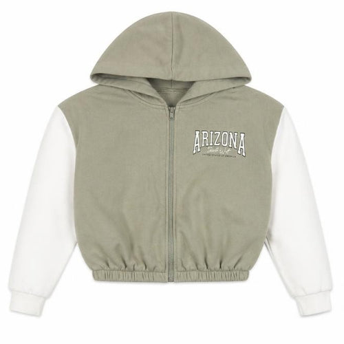 New Look Girls Green Arizona Print Cropped Hooded Zip Jacket - Size 10 Years