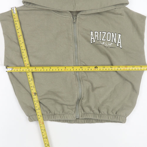 New Look Girls Green Arizona Print Cropped Hooded Zip Jacket - Size 10 Years
