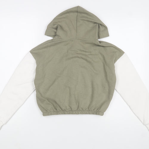 New Look Girls Green Arizona Print Cropped Hooded Zip Jacket - Size 10 Years