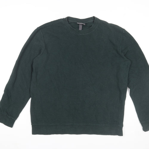 H&M Men's Green Regular Fit Crew Neck Knit Sweatshirt Size M