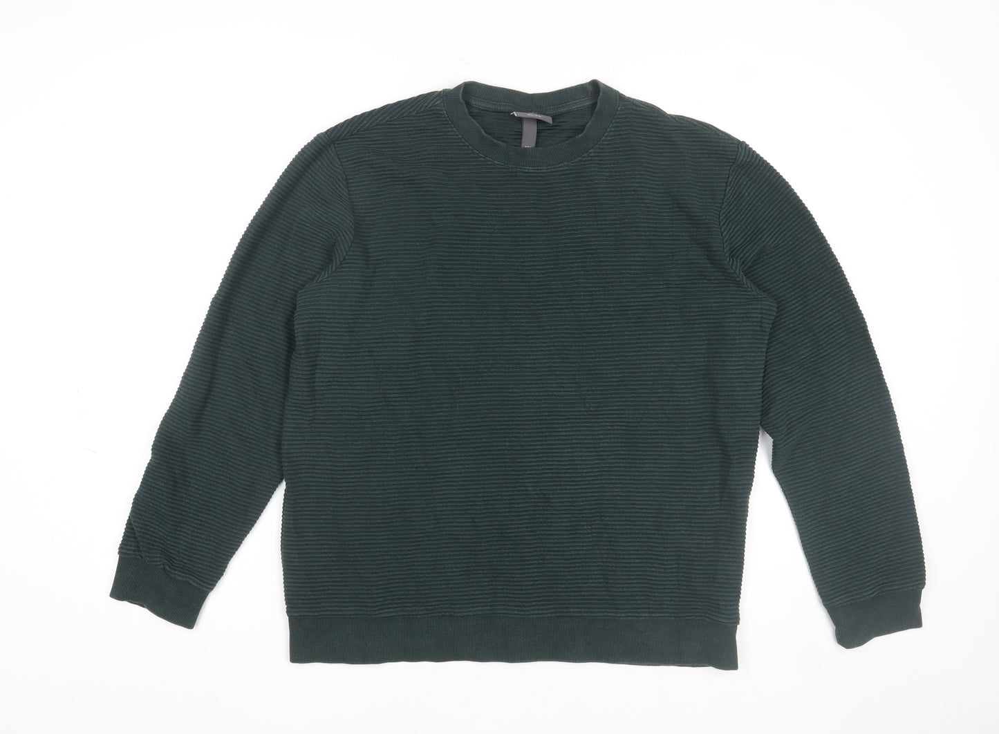 H&M Men's Green Regular Fit Crew Neck Knit Sweatshirt Size M