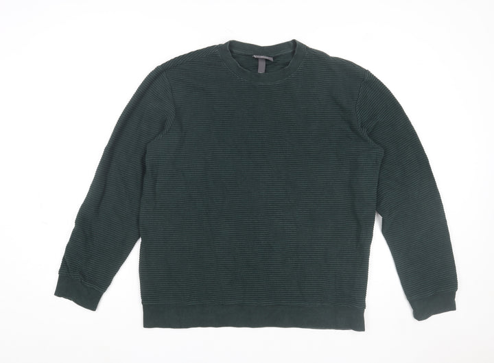 H&M Men's Green Regular Fit Crew Neck Knit Sweatshirt Size M
