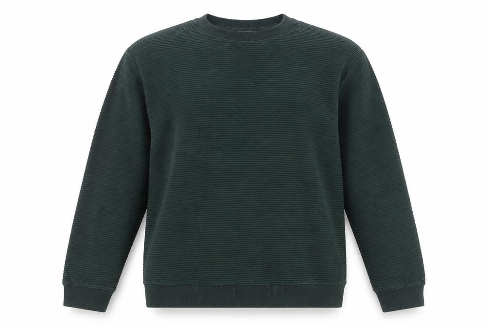 Front view of H&M Men's Green Regular Fit Crew Neck Knit Sweatshirt, size M