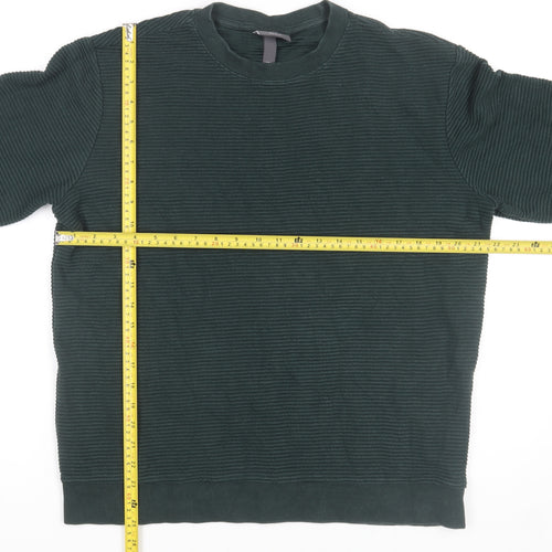 H&M Men's Green Regular Fit Crew Neck Knit Sweatshirt Size M