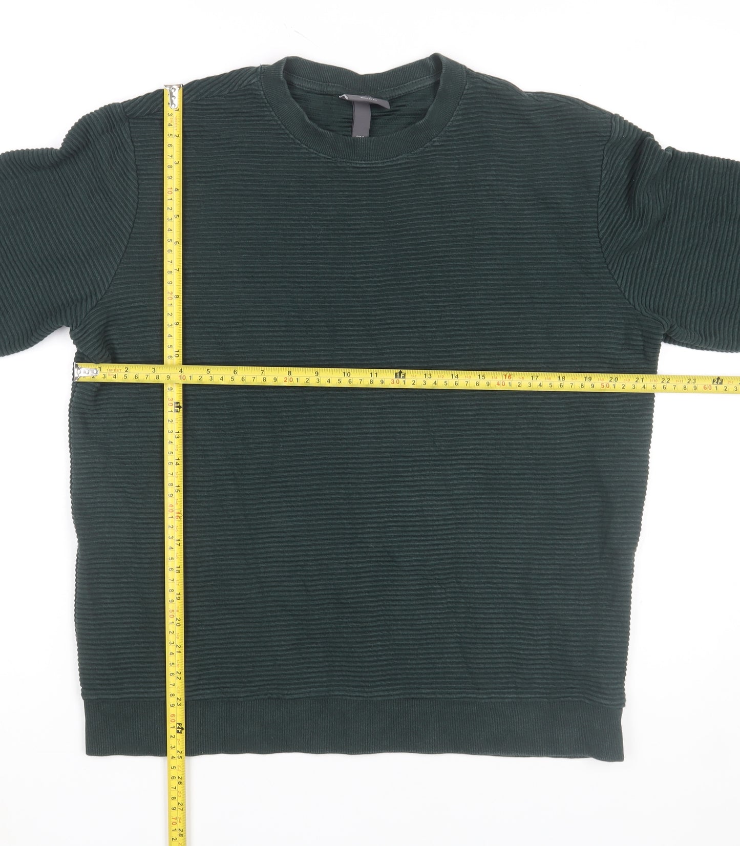 H&M Men's Green Regular Fit Crew Neck Knit Sweatshirt Size M