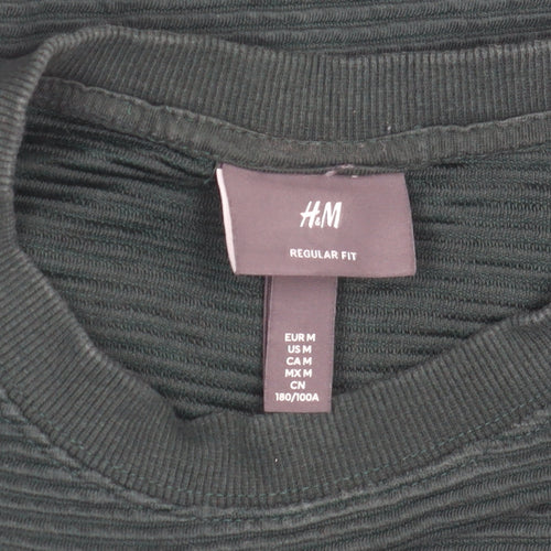 H&M Men's Green Regular Fit Crew Neck Knit Sweatshirt Size M