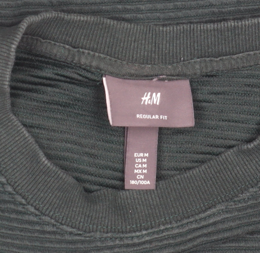 H&M Men's Green Regular Fit Crew Neck Knit Sweatshirt Size M
