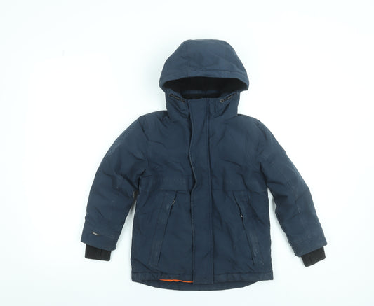 Next Boys Blue Hooded Parka Coat 5 Years Polyester Lined Winter Jacket