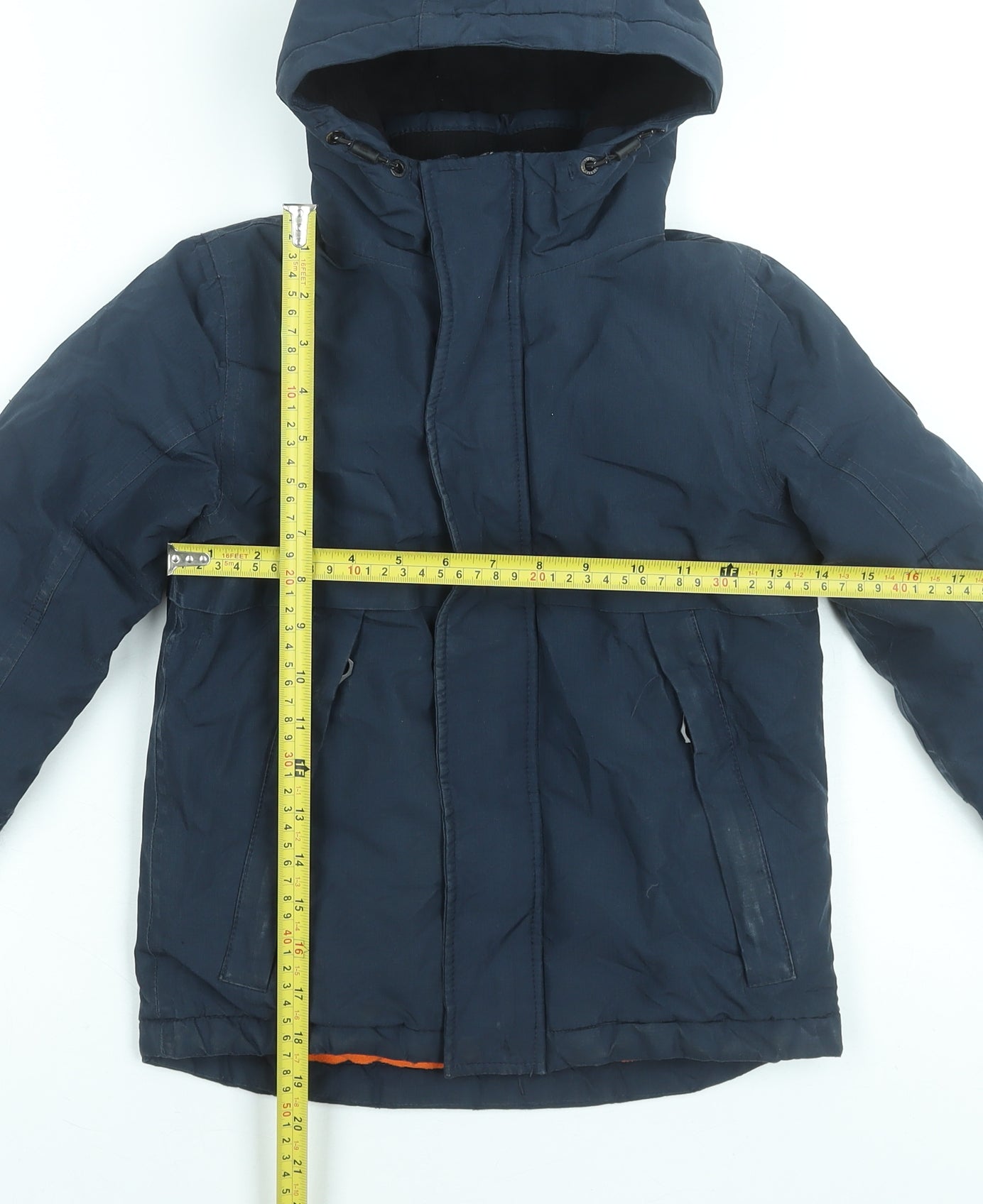 Next Boys Blue Hooded Parka Coat 5 Years Polyester Lined Winter Jacket