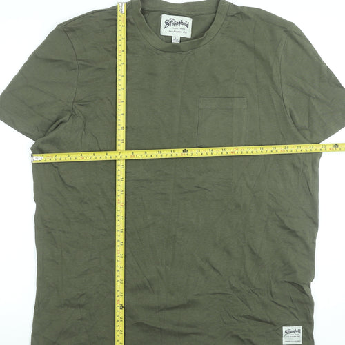 The Stronghold Men's Green Crew Neck Short Sleeve Cotton T-Shirt Size L