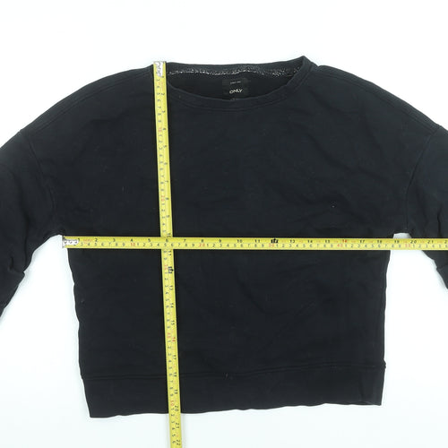 ONLY Women's Black XS Pullover Sweatshirt 100% Cotton Casual