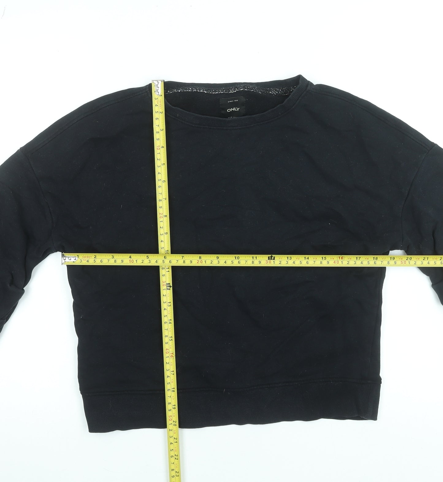 ONLY Women's Black XS Pullover Sweatshirt 100% Cotton Casual