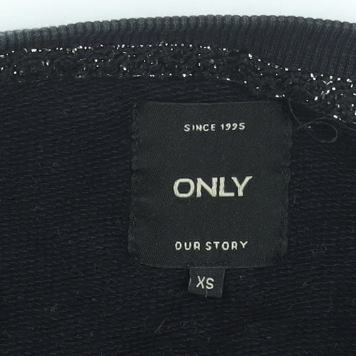 ONLY Women's Black XS Pullover Sweatshirt 100% Cotton Casual