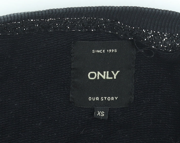 ONLY Women's Black XS Pullover Sweatshirt 100% Cotton Casual