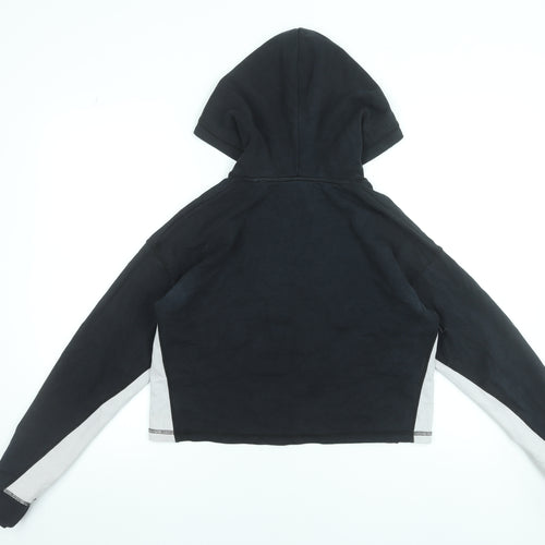 Jack Wills Womens Black Grey Cropped Hoodie UK 12 Pullover Cotton