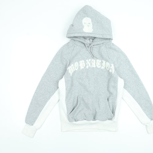 Mob Nation Womens Grey XS Pullover Hoodie with Graphic Print